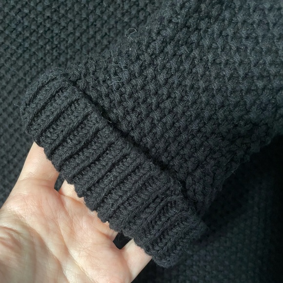 Topshop Black Fisherman Knit Sweater with Stud Shoulder Details - Size 4 - Picture 3 of 3